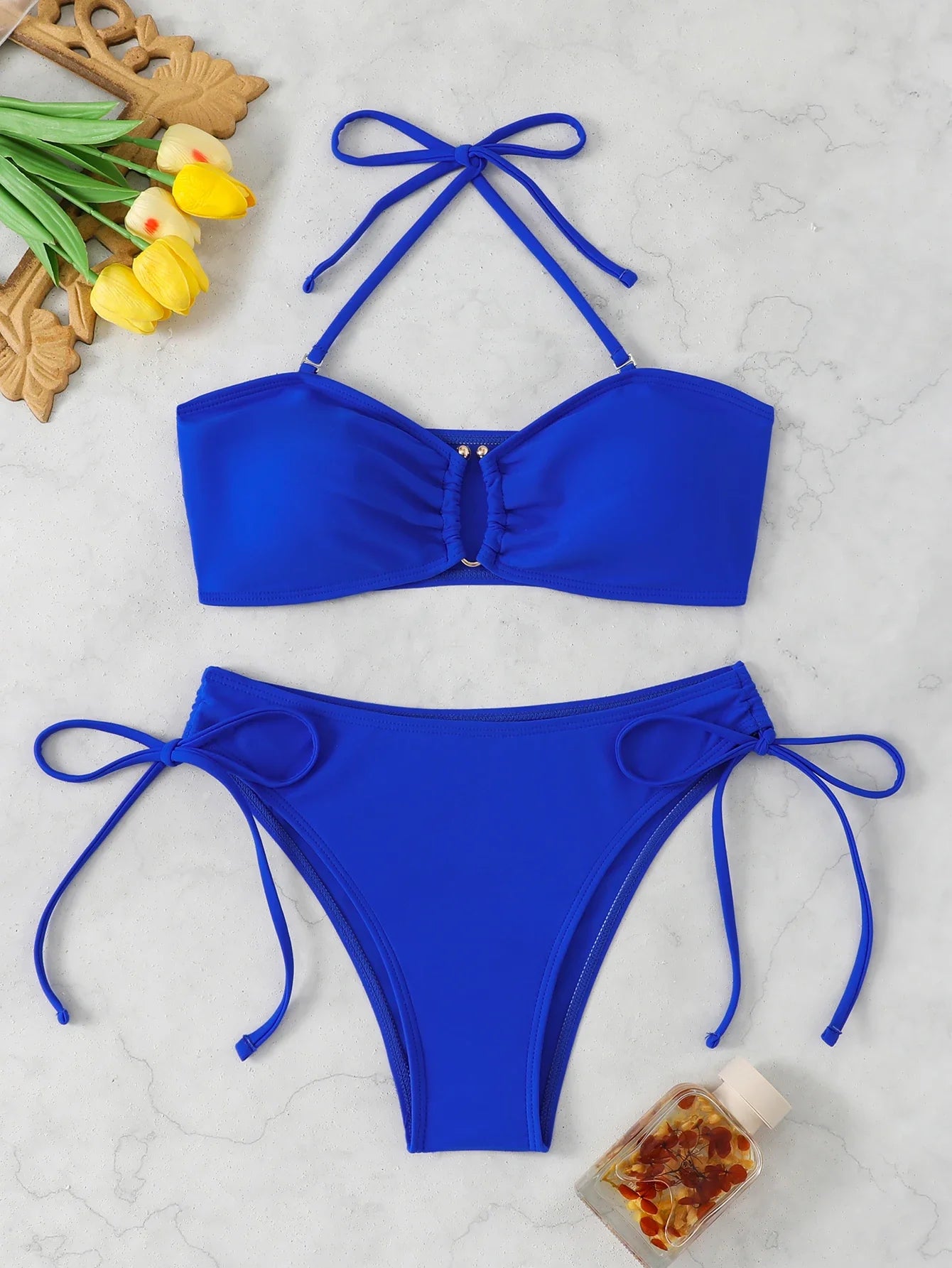 Halter Bandeau Bikinis 2026 Women Sexy Swimsuit Solid Padded High Waist Swimwear Female Bathers Bathing Swimming Swim Suit