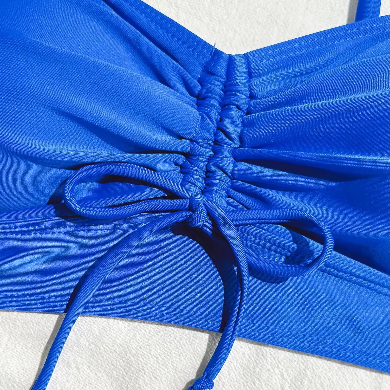 Wrinkled Knotted Shorts High Waist Bikini Female Swimsuit Women Swimwear Two-pieces Bikini Set Tankini Bathing Suit Swim Beach
