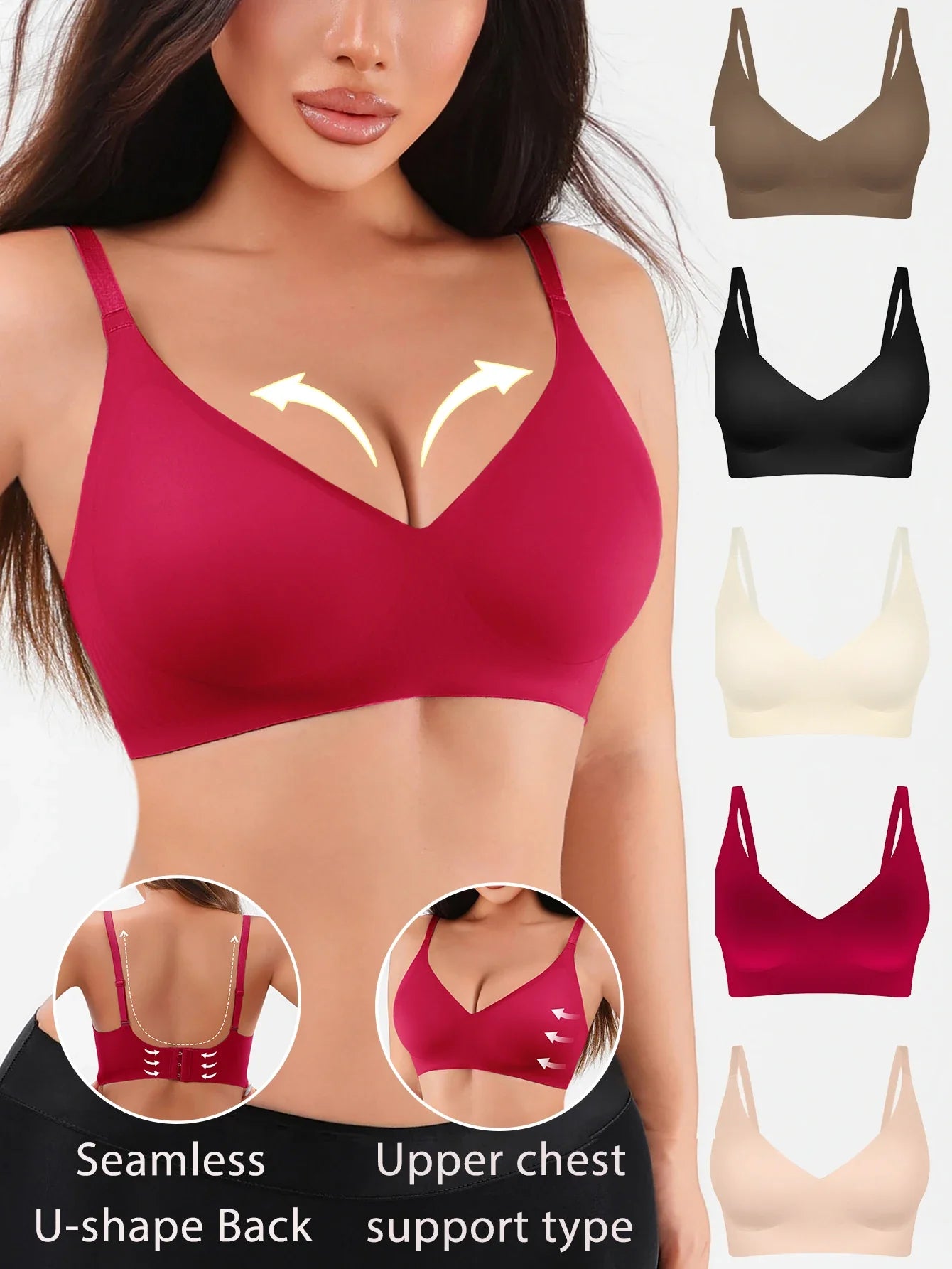 Seamless Jelly Glue Lady Bra Wire Free Brassiere Adjustable Anti-sagging Women Underwear Female Push Up Padded Lady Bralette