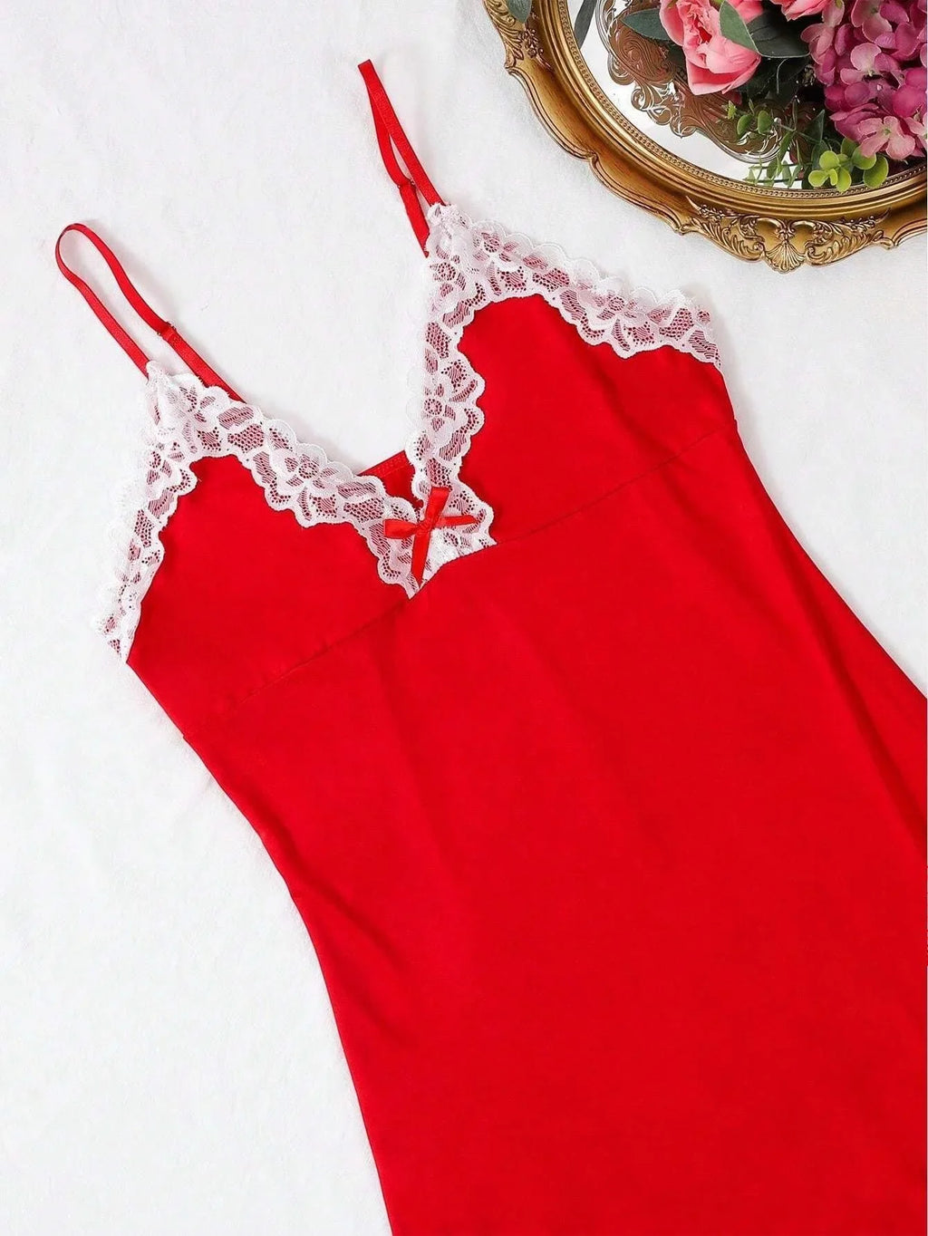 Sexy Sleepwear For Women Lace V-Neck Nightgown Split Hem Soft Lingerie Nightwear Sleeveless NightdressFemale Dress Thongs Sets