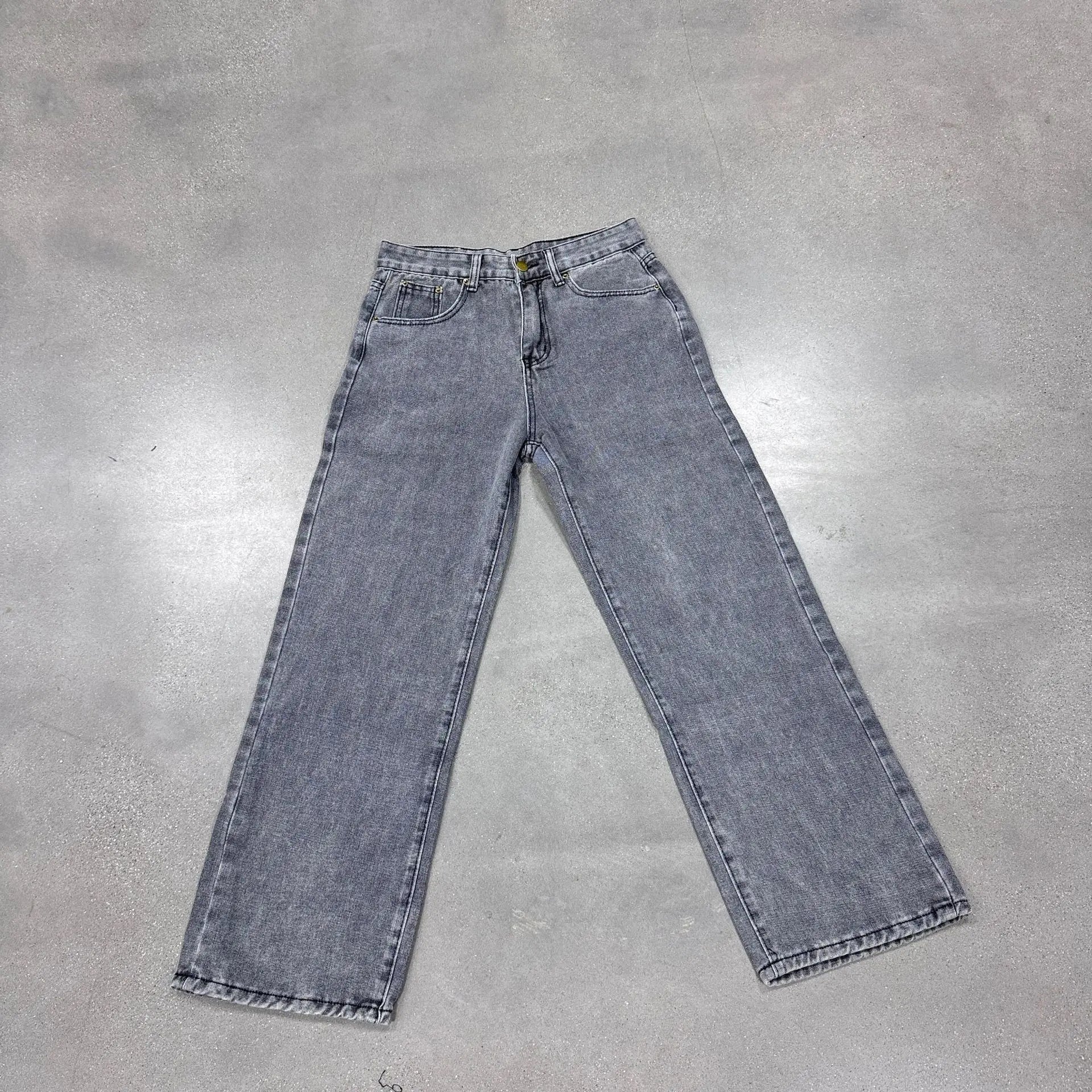 Women's Jeans Trend High-Waisted Distressed Skinny Straight-Leg Jeans Solid Color Distressed Finish Button-Fly Zipper Trousers