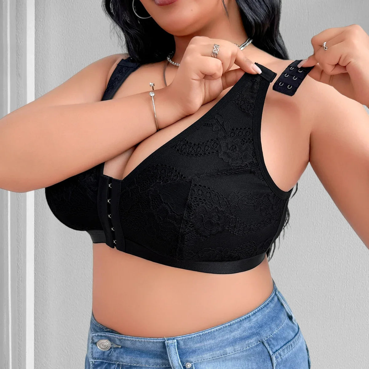 1pcs Plus Size Bras For Women Underwear Seamless Bra Push up Brassiere Lingerie Front Closure Bralette 1XL-4XL Unlined Thin Bras