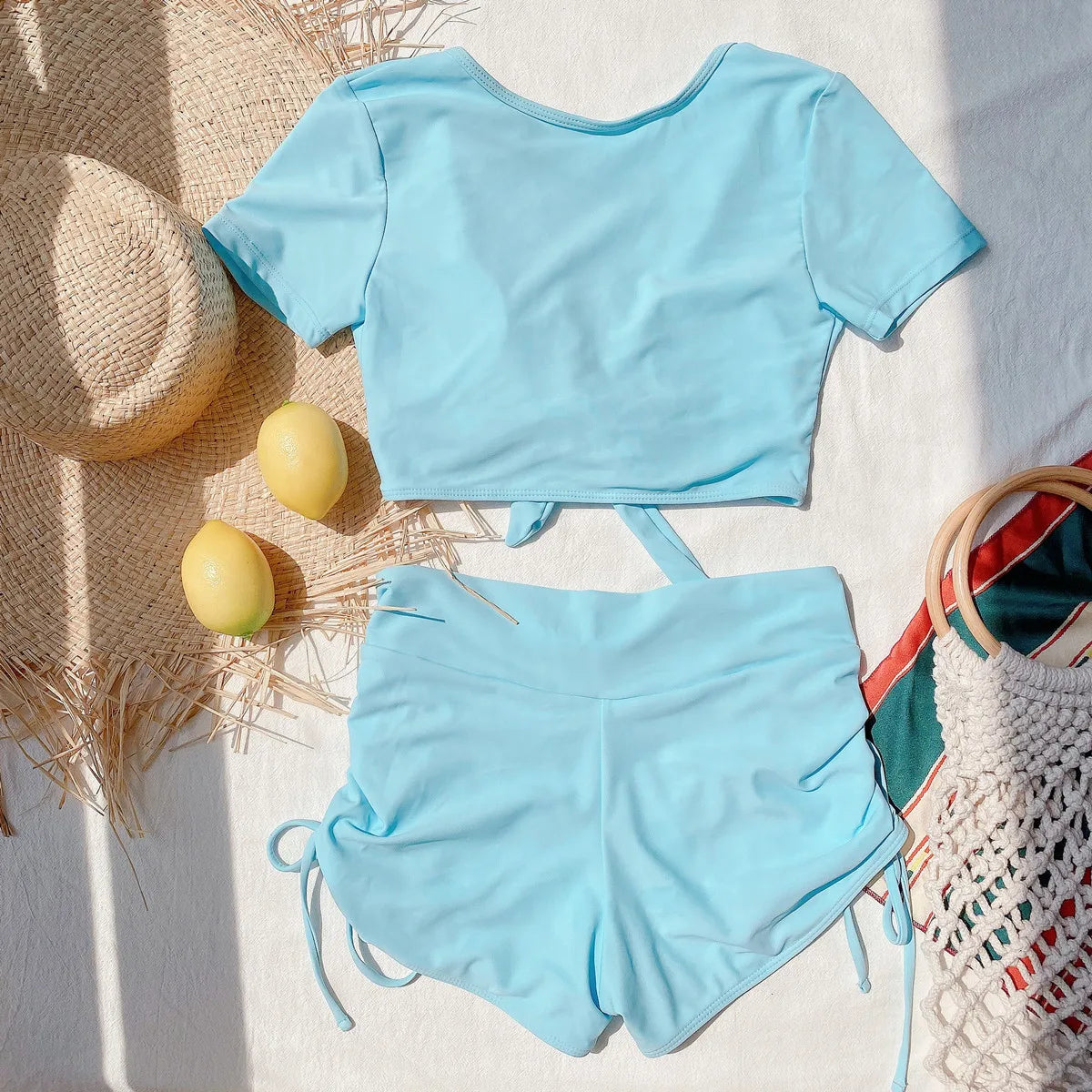 2026 Two Piece Swimsuit Swimwear Women Short Sleeve High Waist Bowknot Bathing Suit Beachwear Snakeskin Print Banadores Mujer