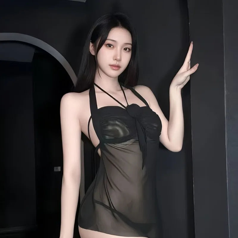 Strap Sexy Dress Pure Desire Women's High-End Sensual Nightdress Seductive Transparent Nightclub Dress Elegant For Woman 22JO