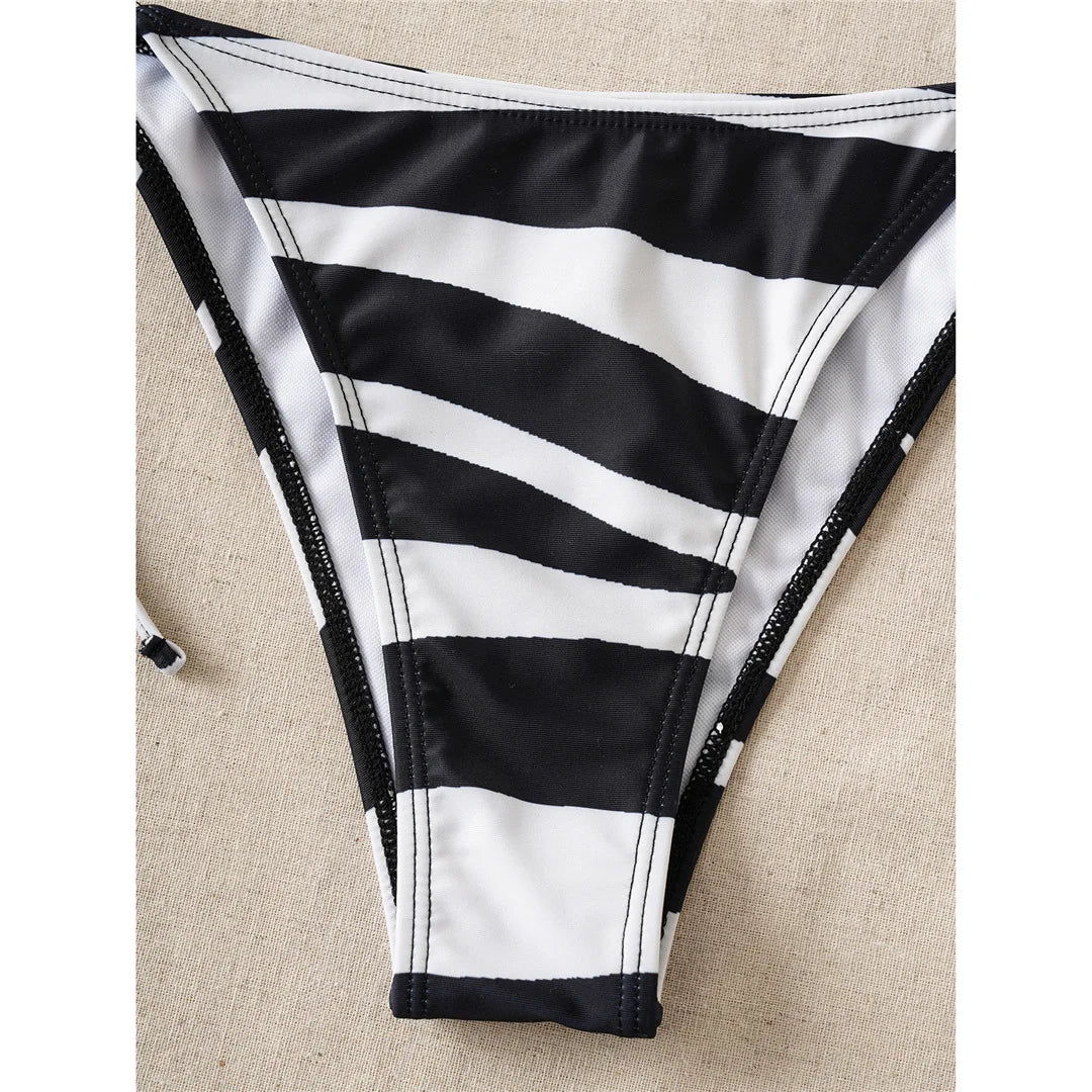 XS - L Sexy Zebra Halter High Leg Cut Bikini Women Swimwear Female Swimsuit Two-Pieces Bikini Set Bather Bathing Suit Swim V6799