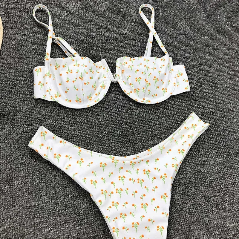 2026 Polka Dot Underwired V-Bar Bikini Women Swimsuit Female Swimwear Two Pieces Bikini Set Push Up Bather Bathing Suit Swim