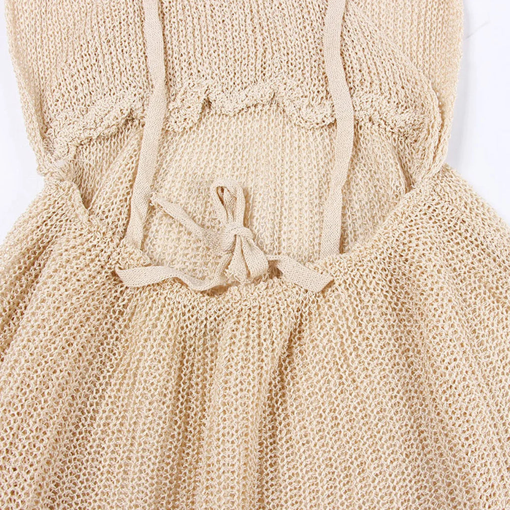 S - XL V Neck Slit Long Dress Sexy Mesh Backless Knitted Crochet Tunic Beach Cover Up Cover-ups Beach Dress Beachwear V3767B