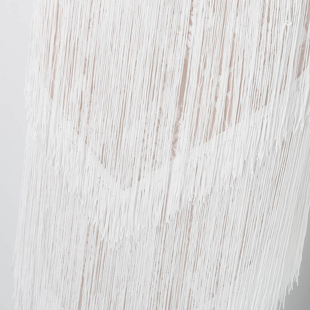 Womens Deep V Midi Fringed Dresses Sleeveless Pencil Party Solid Elegant Sexy Skirt Long Dresses Evening Party Mujer