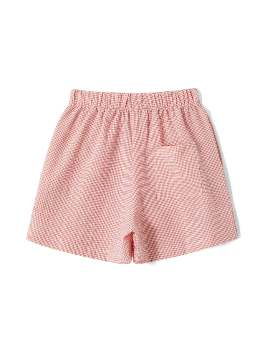 Summer Womens Casual Shorts Elastic Waist Plaid/Striped Print Button Front Shorts Casual Beach Going Out Pants