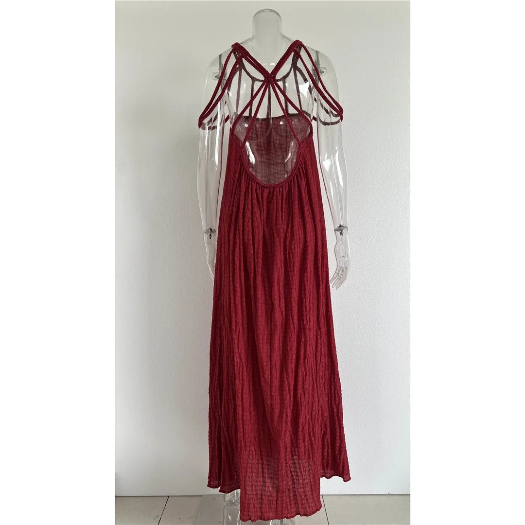 5 Colors Hollow Out Backless Crochet Knitted Tunic Beach Cover Up Cover-ups Beach Dress Beach Wear Beachwear Female Women V5429