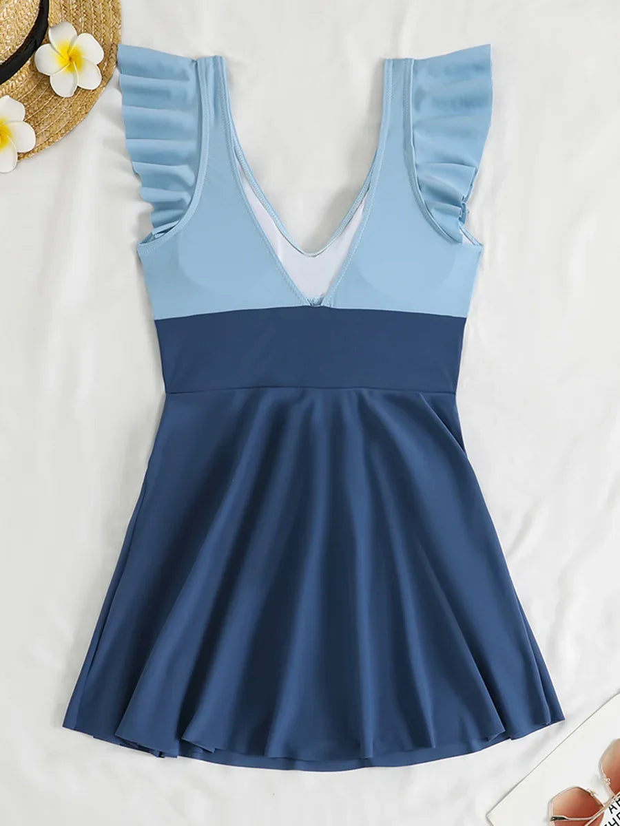 2026 Sexy Ruffle Swimsuit One Piece Hollow Swimwear Women Bathers Bathing Swimming Swim Suit Female Beachwear