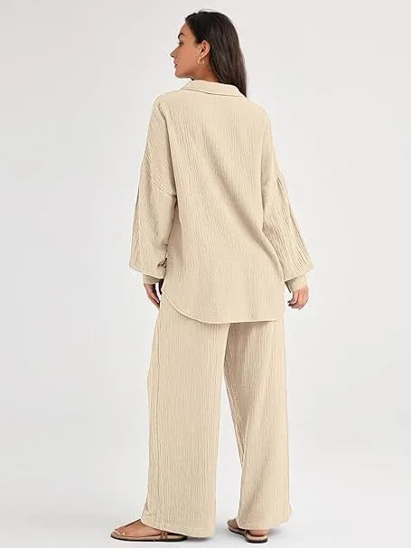 2026 Spring and Summer Casual Suit New Fashion Suit Loose Casual Top Wide Leg Pants Two-piece Set for Women
