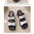 Summer Elegant Women High Heeled Slippers 2026 New Thick Heel Shoes Simple Fashion Waterproof Platform Soft Leather Sandals