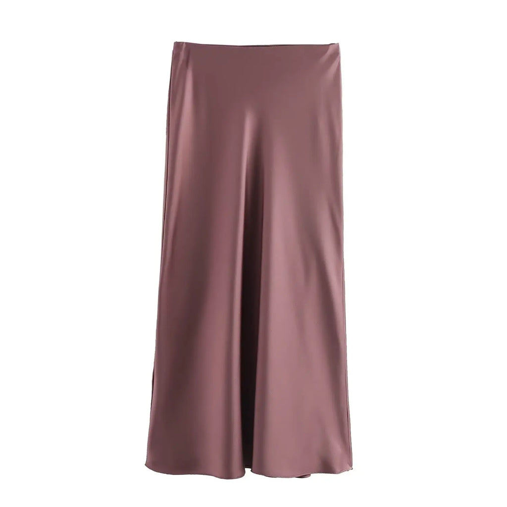 Foridol Autumn Winter Burgundy Satin Skirt Women Party Silk Skirt High Waist Straight Long Faldas Mujer Christmas Skirt