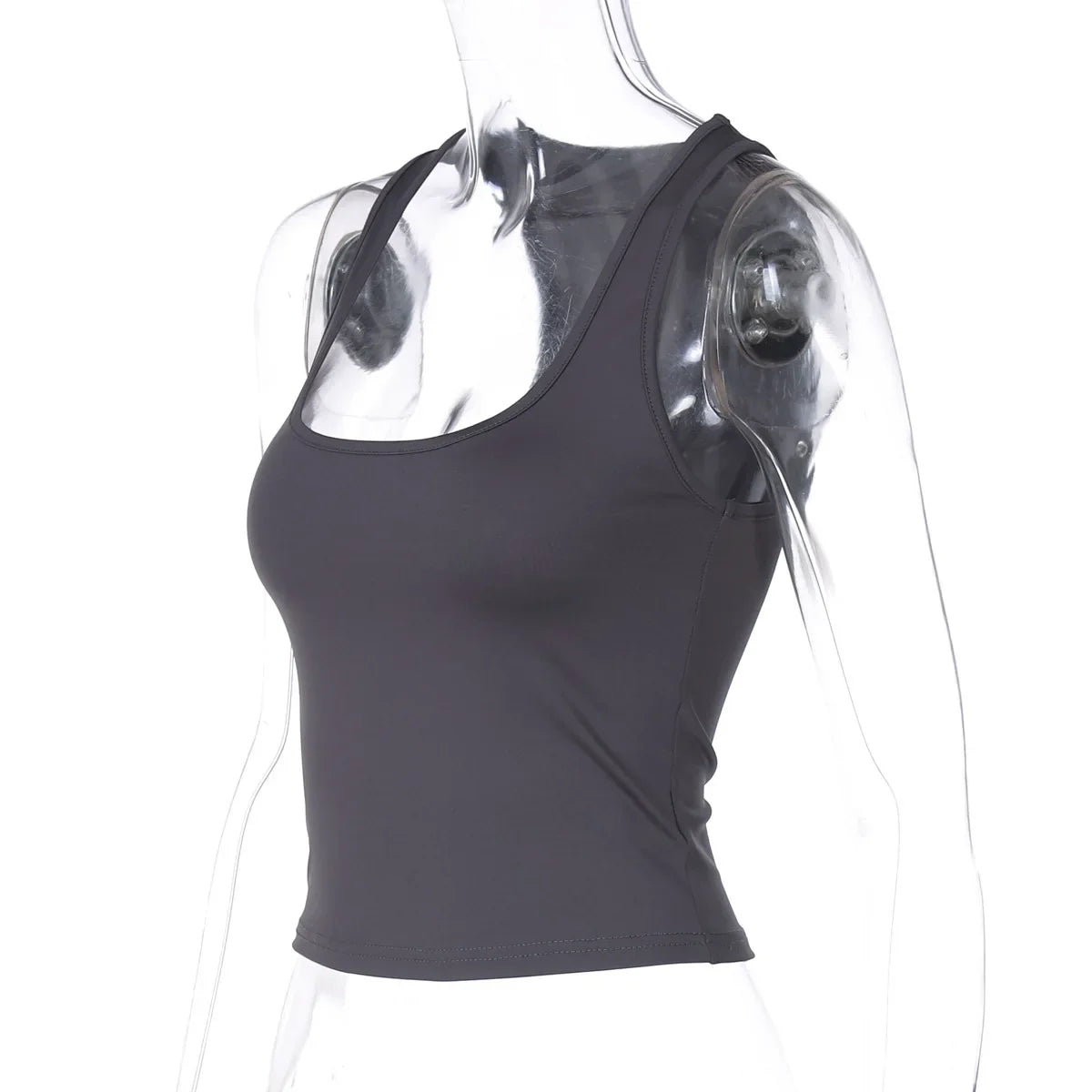 Women's Fashion Solid Tank Tops 2026 Streetwear Sleeveless T-shirt Female Square Collar Skinny Corset Y2K Girls Gray Crop Top