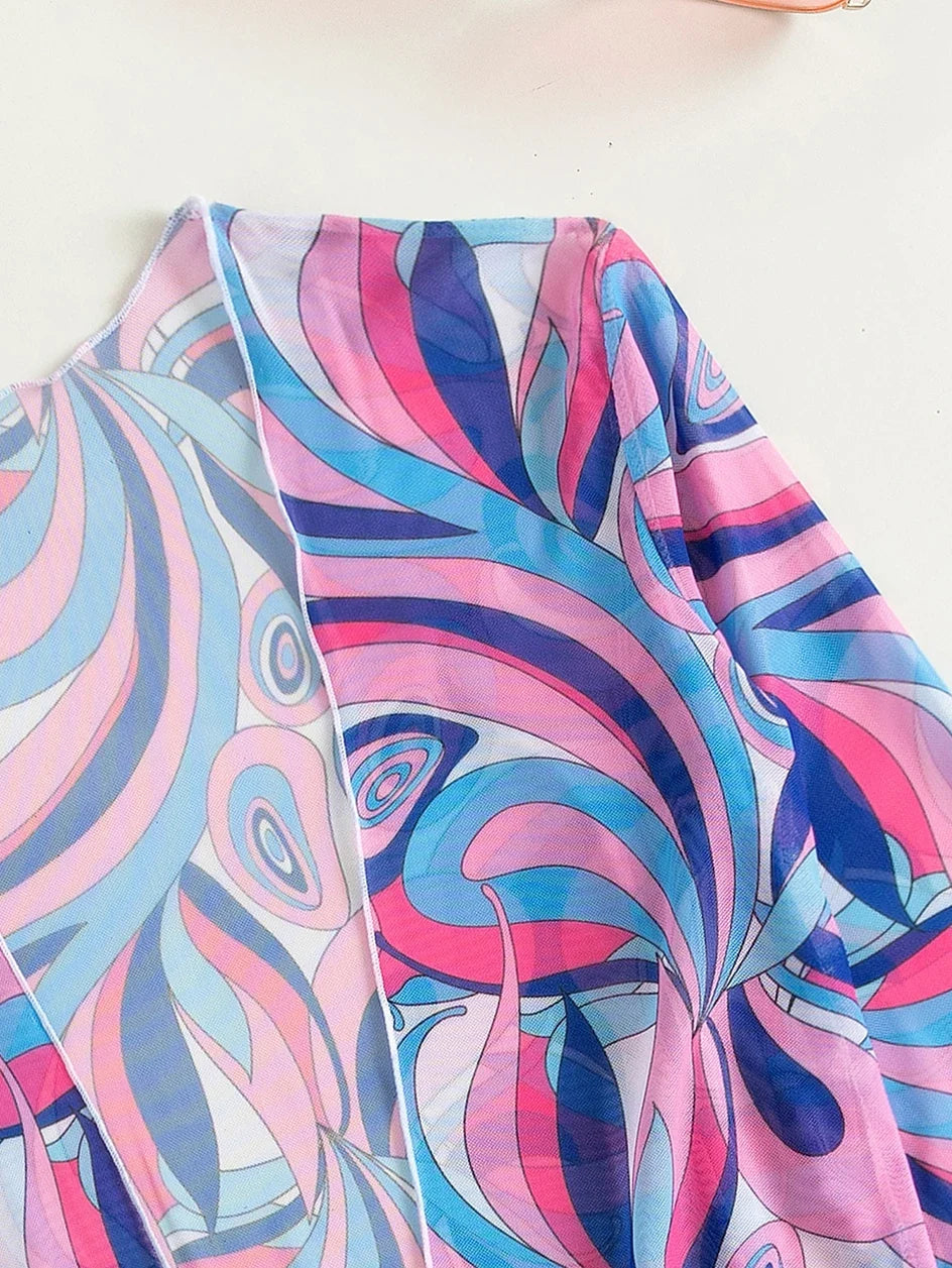3 Pieces Sexy Print Bikini 2026 Women High Waist Swimsuit & Kimono Swimwear Female Lady Bathing Suit Swimming Summer Beachwear