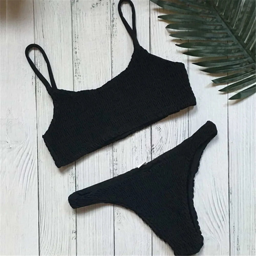 Sexy Wrinkled Butterfly Printed Bikini Female Swimsuit Women Swimwear Two-Pieces Bikini Set Bather Bathing Suit Swim Lady V713