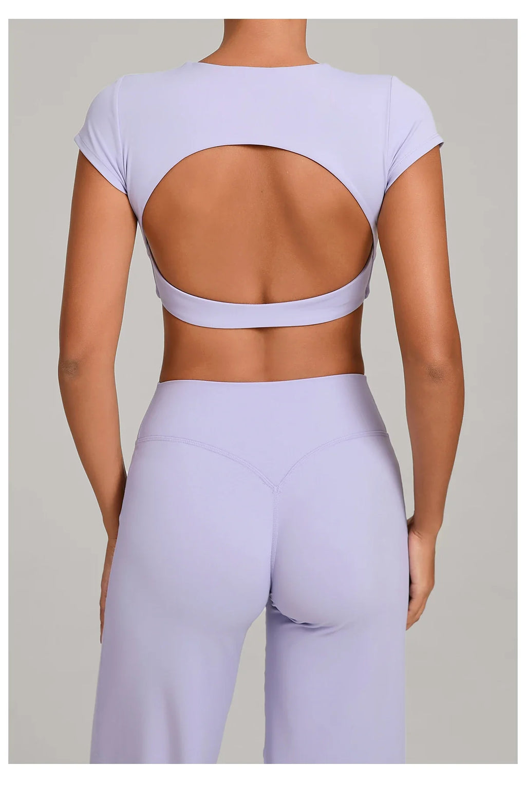 No Padded Women's Yoga T-shirt Short Sleeves Bra Backless Fitness Top Beautiful Back Gym Clothes Form-fitting Running Tee