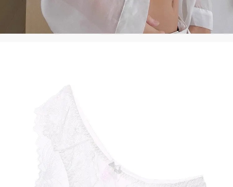 French Sexy Lace Bra for Small Boobs, Wirefree Bralette Ultra Thin, Light Support Traceless Bra Women White Lingerie Set MOYISU