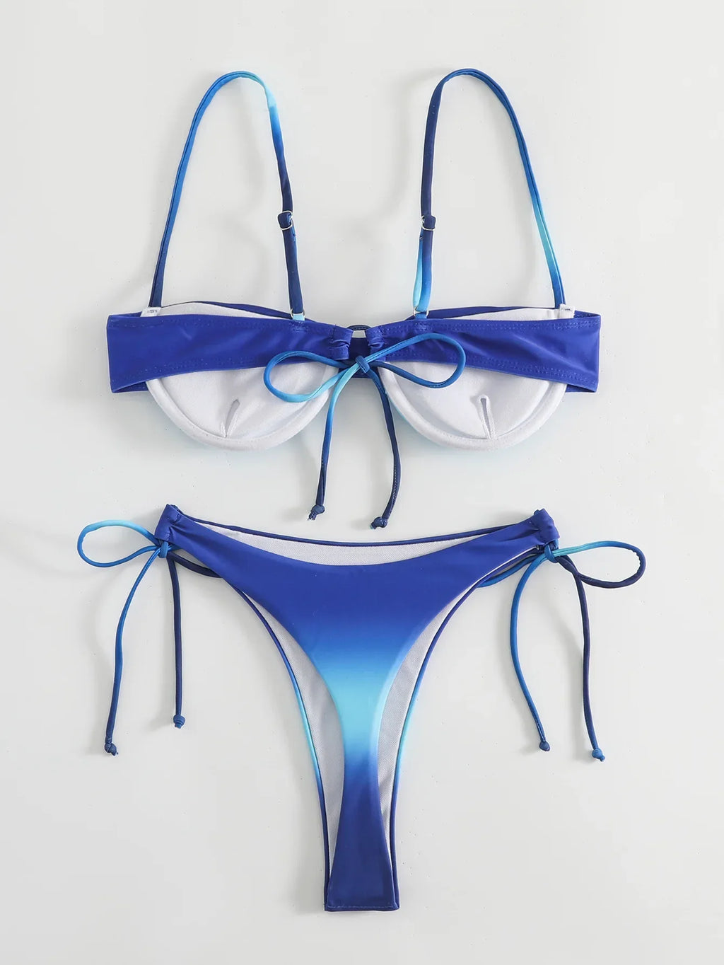 Underwired Gradient High Cut Bikini Female Swimsuit Women Swimwear Two-pieces Bikini Set Micro Thong Bathing Suit Swim Beachwear