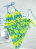 2026 New Sexy Three-piece Bikini Set Women Tie Dye Halter Swimwear Swimsuit Bikinis Set Bathing Suit Beach Bikini Female Tankini