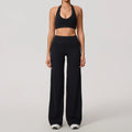 Hearuisavy Summer Yoga Set 2Pcs Women Breathable Backless Halter-Neck Sports Bra Push Up Pilates Fitness Top Straight Leg Pants