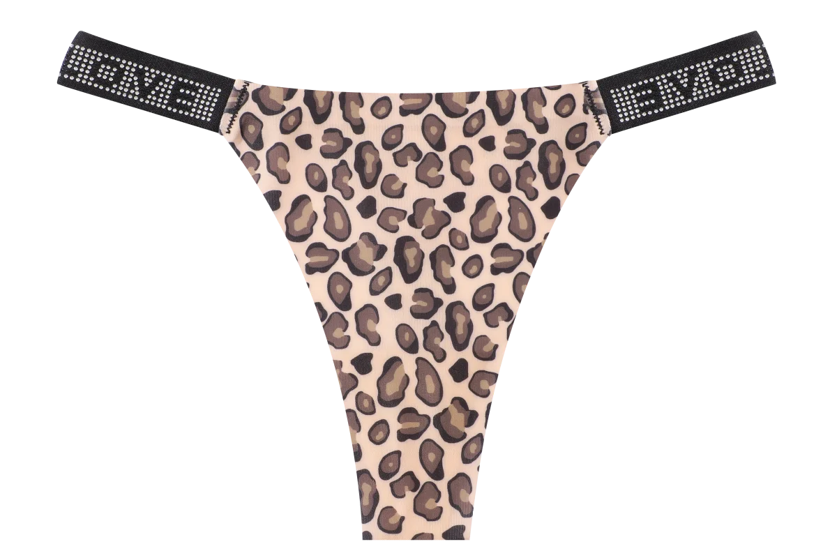 New Women's Smooth Low Waist Sexy Panties Women Thongs Rhinestones Letter Diamonds G-string Sports Thong Briefs T-back Shiny