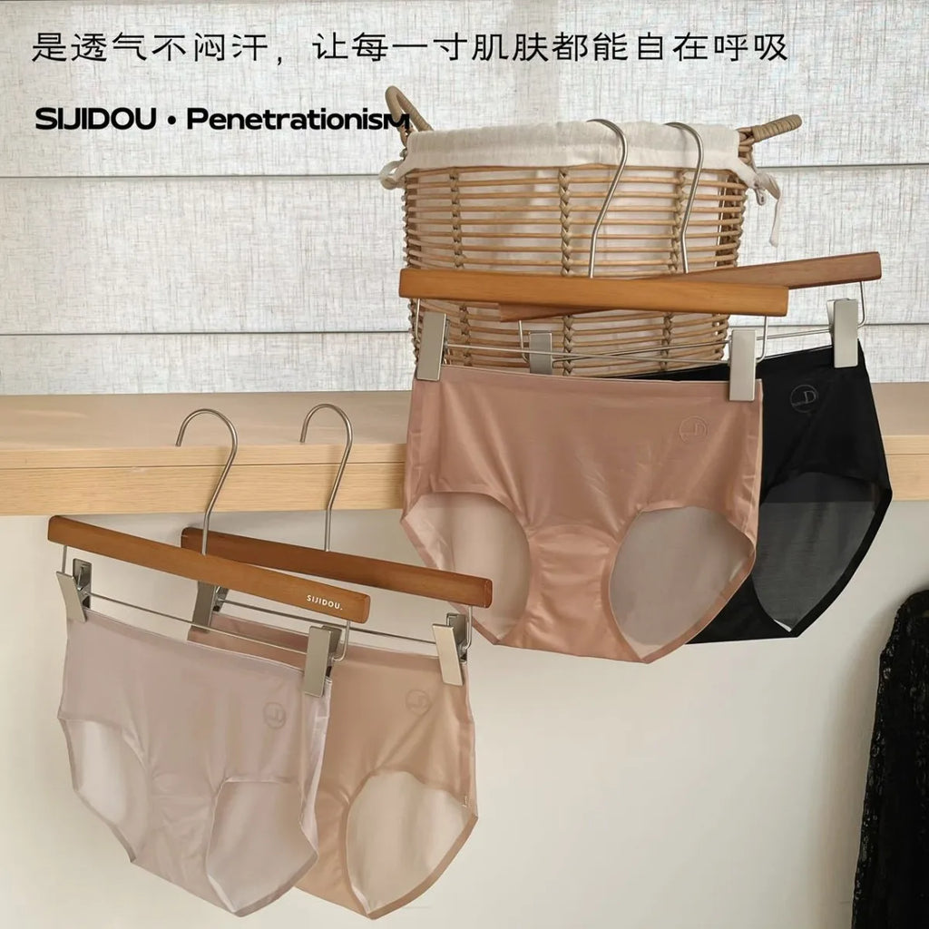 Women's seamless mid-waist underwear summer cotton bottom breathable briefs comfortable