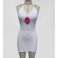 Hollow Out Halter Backless Crochet Knitted Tunic Beach Cover Up Cover-ups Beach Dress Beach Wear Beachwear Female Women K7022
