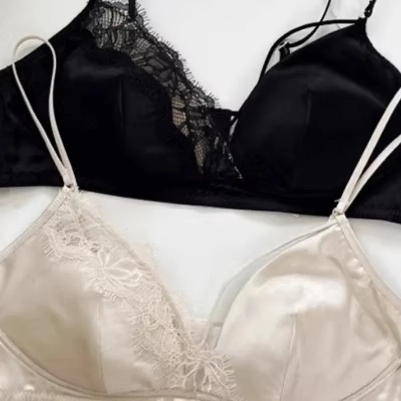 Super Sexy French Lace Bra Set No Underwire Minimizer Triangle Cup for Small Chest Women Hot Lingerie 2026 New Push Up MOYISU