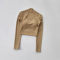 Women's Long Sleeve Fitness Sports Top Elegant Dance Yoga Shirt with Chest Cushion Small Waistband for Gym Speed up Short