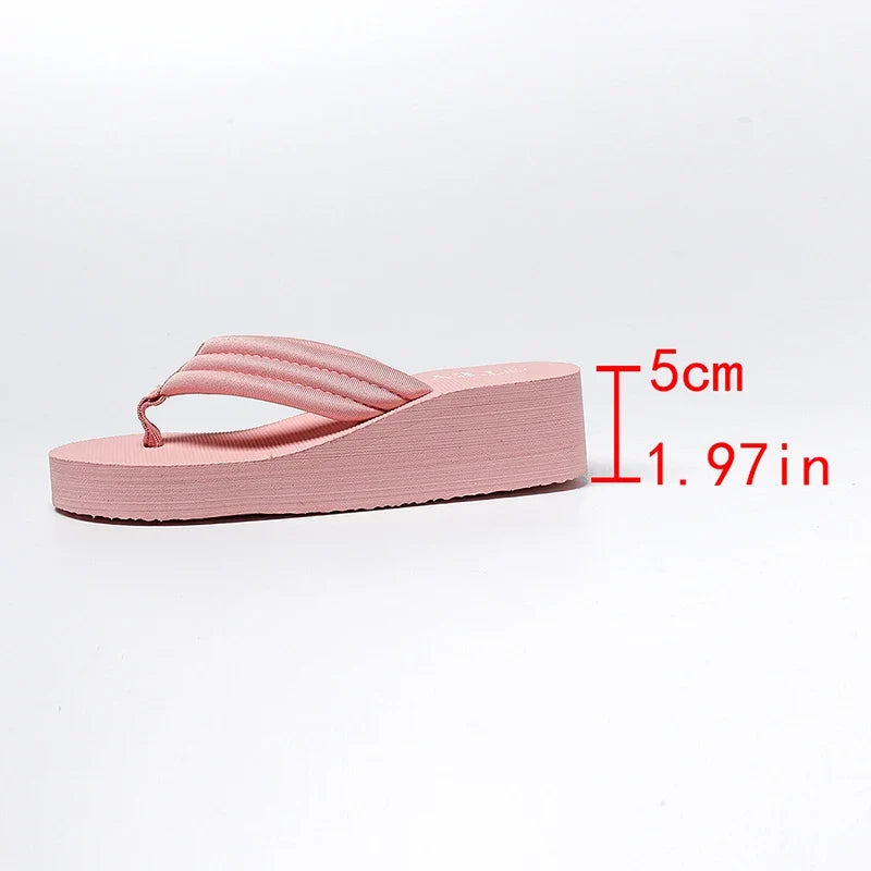 2026 Summer Beach Pink Flip Flops for Women Non Slip Weightlight Wedge Slippers Woman Fashion Thick Bottom Clip Toe Slides Mujer