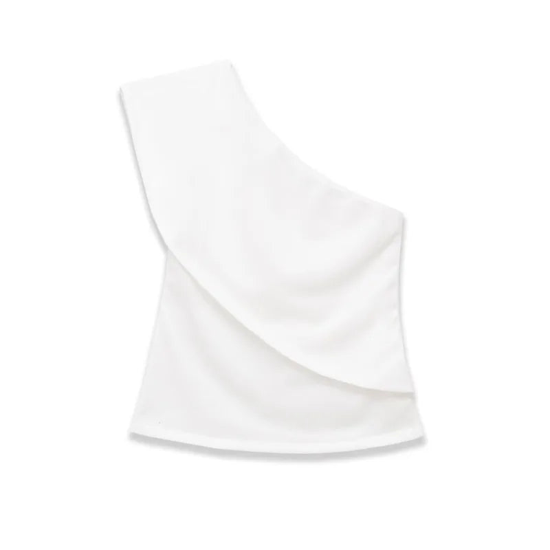 Women's Fashion Casual Off-Shoulder Stylish Top White Top Slim Fit Single Sleeve Casual Blouse For Women Daily Party Wear QHRH