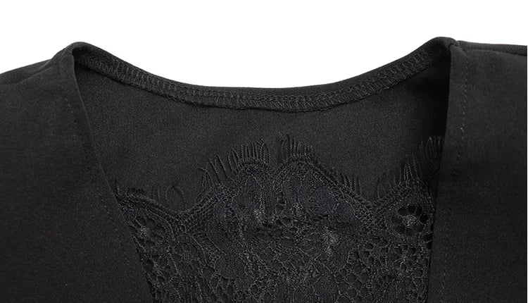 Ahagaga Eelgant Lace Women's Dress Patchwork Long Sleeves Autumn Party Slim Fit Sheath Velvet Sexy Split Trend Female Vestidos