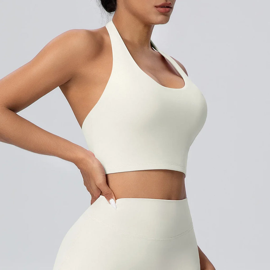 Sexy Gym Women's Sports Bra Breathable Hanging Neck Backless Sports Bra Women's Comfortable Exercise Pilates Training Yoga Top