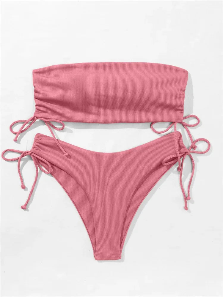 Sexy Bandeau Bikinis 2025 Women Brazilian Swimwear Female Swimsuit Two Pieces Bikini Set Bather Bathing Suits Girls Beach Wear
