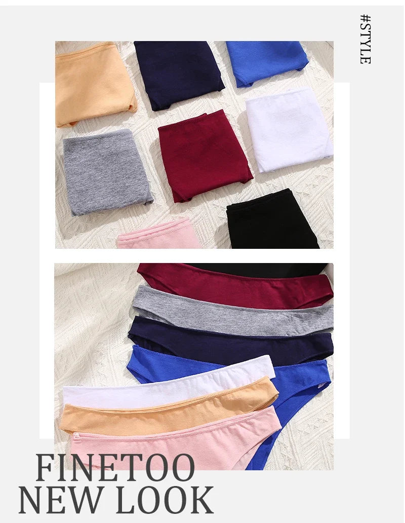 4Pcs Women's Cotton Seamless Briefs Intimates Women Sexy Panties Solid Color Breathable Underwear Female Low Waist Soft Lingerie