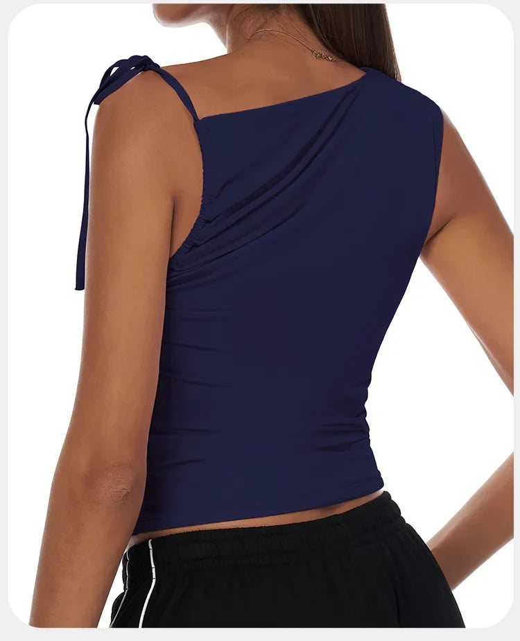 Sexy Shoulder Yoga Top Sleeveless Fitness Women Solid Color Gym Shirt Breathable Quick Dry Running Vest Sportswear