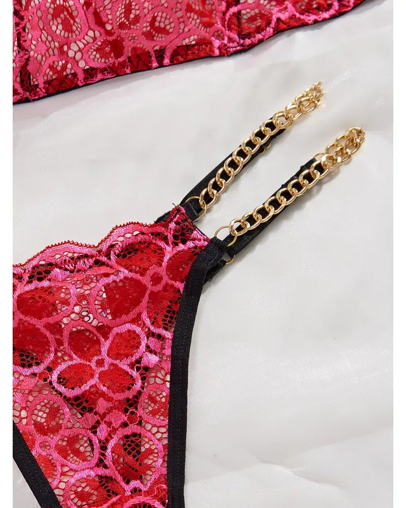 Toucheart Sexy Women's Underwear Set Embroidered Lace Chain Hollow Heavy Craftsmanship Two-piece Set High-quality Lingerie Set
