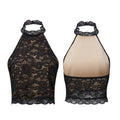 Women's Open Back Lace Tops Sleeveless Halter Slim Fit Tank Tops Summer Retro Sleeveless Vest Shirts