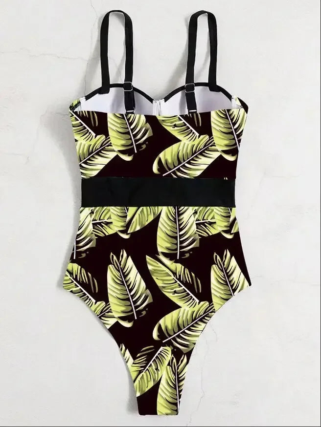 Print Push Up Swimsuit One Piece Swimwear Women High Waisted Swimming Suit Brazilian Monokini Bodysuit Beach Wear Bathing Suit