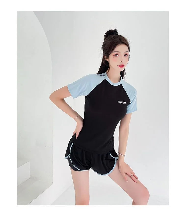 Swimsuit Women's Two-piece Split Sports Style Student Conservative Cover Belly Slimming Hot Spring Ins Style Plus Size  Swimsuit