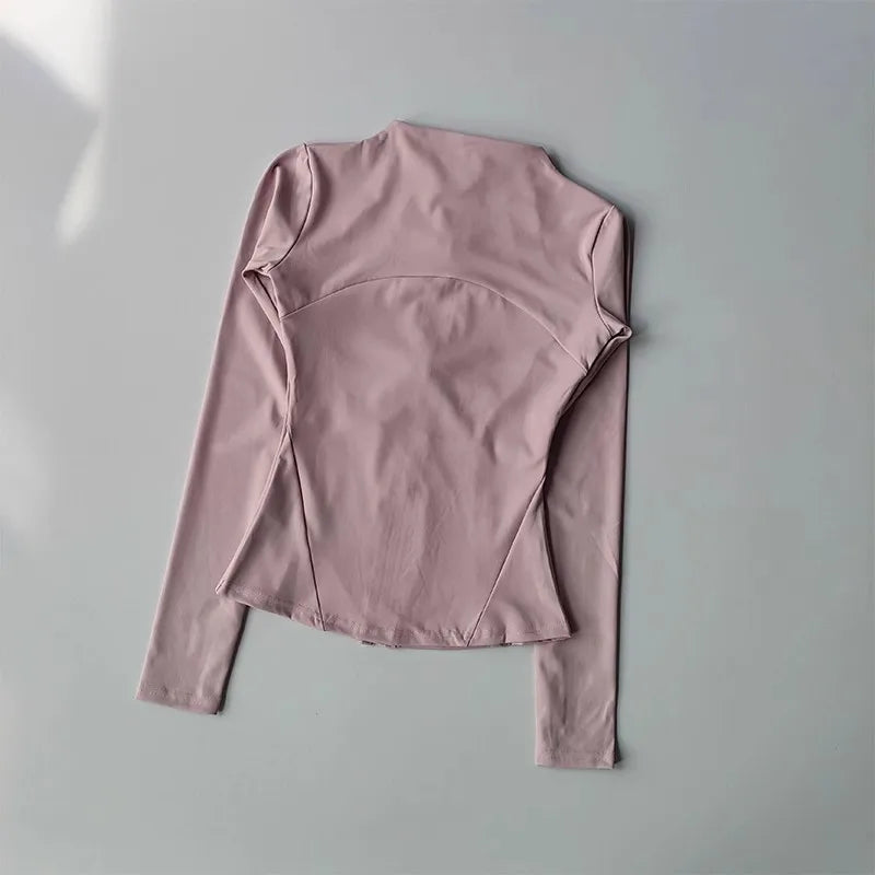 Women's Slim Fit Quick Dry Yoga Fitness Jacket Professional Running Sports Long Sleeve Top for Slimming Effect