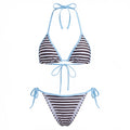2026 New Womens Stripe Bikini Sets Halter Bra Tops with Tie-up Thong 2 Pcs Set Swimsuits Stylish Sexy Beach Pool Bathing Suit
