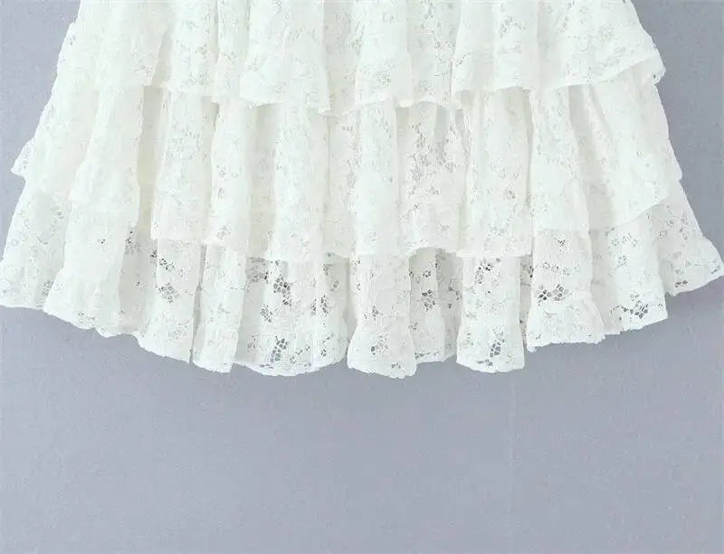 French-style Elegant Stand-up Collar Tie-waist Slim-fit Pleated Long-sleeve Shirt For Women With Waist Lace Cake Skirt QXS5