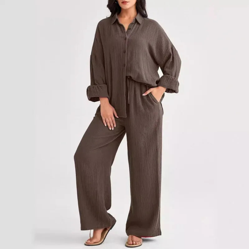 2026 Spring and Summer Casual Suit New Fashion Suit Loose Casual Top Wide Leg Pants Two-piece Set for Women
