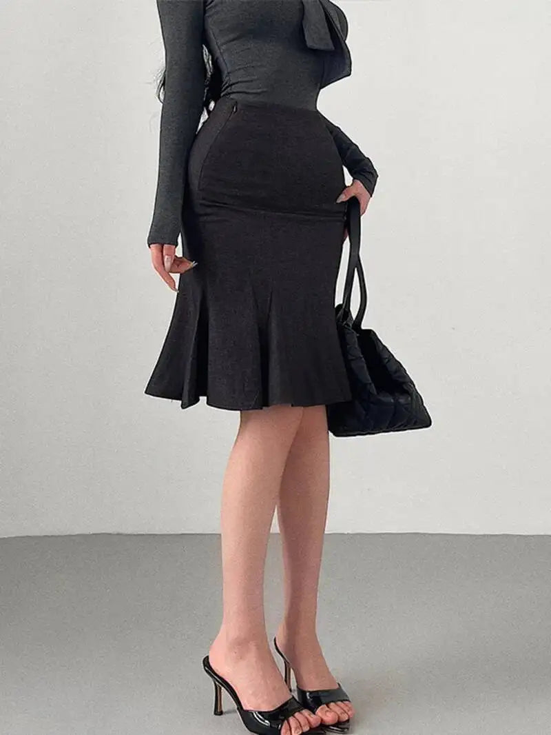 Pure Desire Style Gentle Sexy High Waist Slimming Ruffled Mid-Length Bodycon Mermaid Skirt Slim Women Mini Skirts 2026 New EVP8