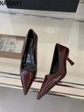 2026 Spring New Women Pointed Toe Shallow Pumps Slip on Shoes French Shallow Heel Elegant Dress Pumps OL Dress Party Shoes Mujer