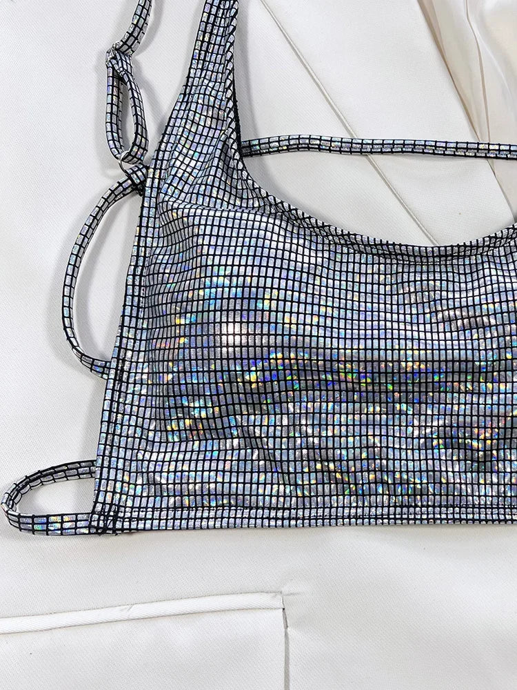 2025 Shiny Sequins Thong Bikini Women Swimsuit Female Swimwear Two-piece Bikini Set High Cut Bather Bathing Suit Swim Beachwear