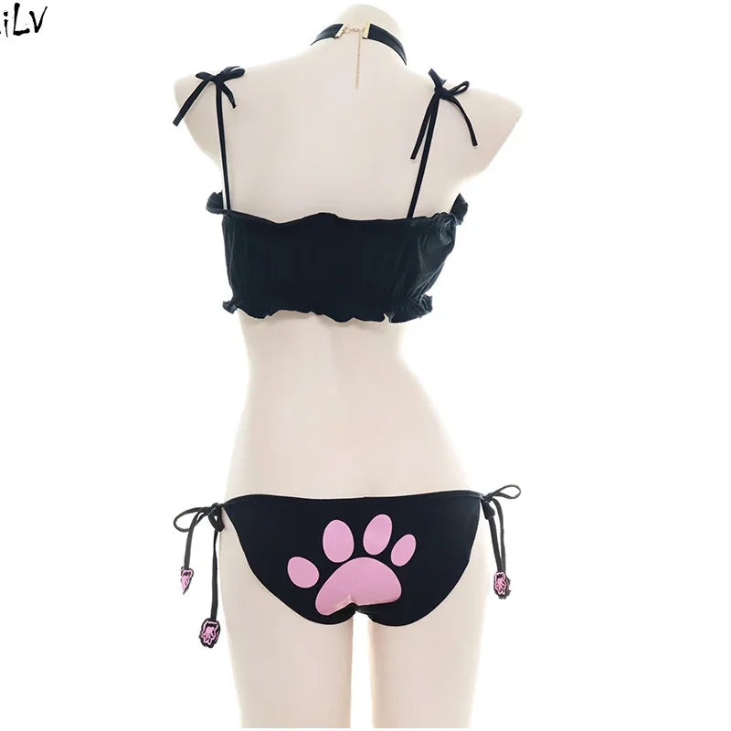 Sexy Cos Cow Cosplay Costume Maid Lolita Bra and Panty Set Stockings Erotic Lingerie Onlyfans Women Naughty Bikini Set